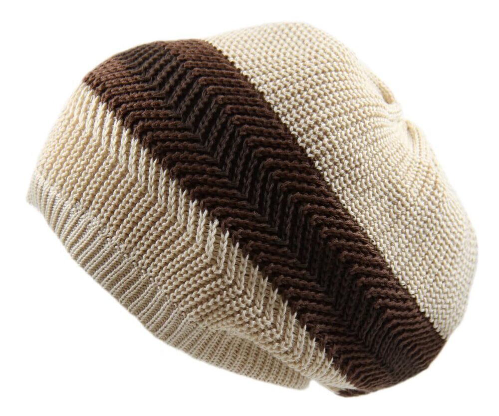 9324 Knitted Slochy Cotton Classic Rasta Beanie Khaki/Brown